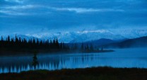 The Alaska range on a misty morning