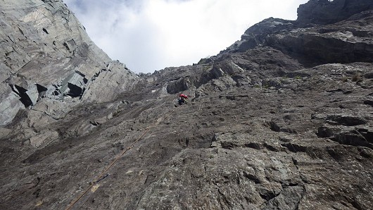 The long slab pitch on the Longest Sport Route in the UK  © Sl@te Head