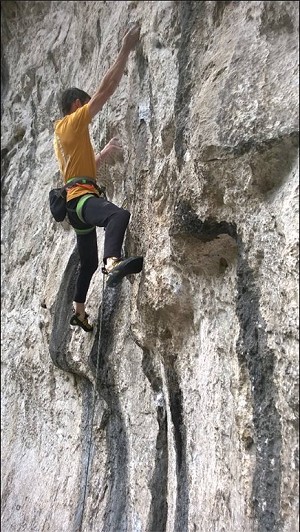 Which famous climber is this, using the new Boreal Lynx, on Raindogs (9a)  © Crag X