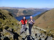 Ascending Helvellyn with Thirlmere and Skiddaw in the background