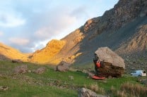 A quick evening solo trip to 'problem 10', Honister Boulders by Steven Delaney