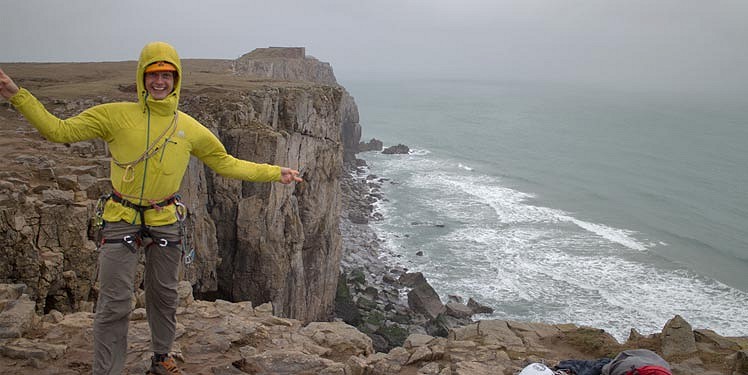 Rob Greenwood testing the Mountain Equipment Squall Hooded Jacket and Hope Pants on a grim day in Pembroke