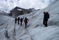 Croosing glacier on approach to monterosa hutte aug 2013