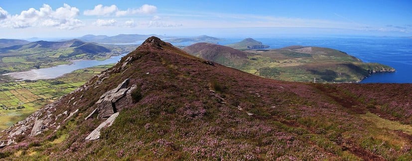 The view southwest towards Cahersiveen and Valentia Island from the shoulder of Cnoc na dTobar  © Adrian Hendroff