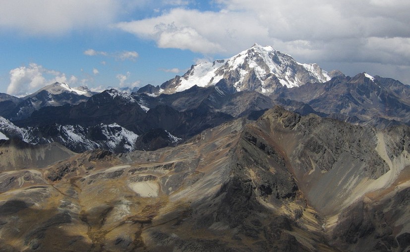 Mini Mirador (foreground) and the humungous Huayna Potosi from Pico Austria  © Dan Bailey