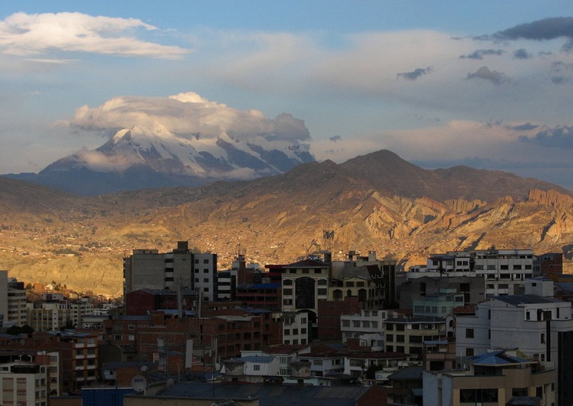 Illimani from downtown La Paz  © Dan Bailey