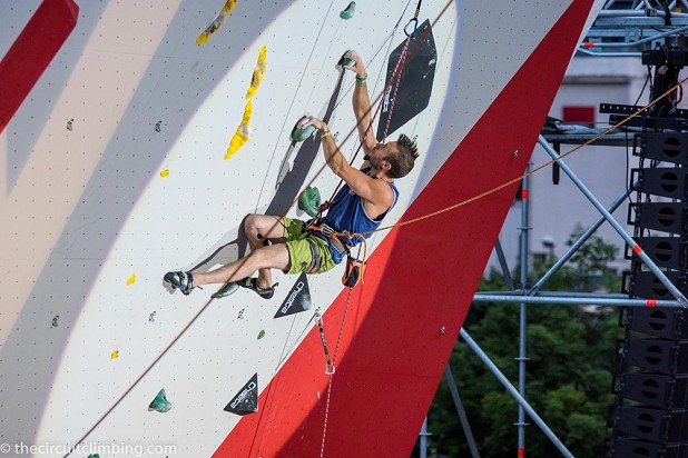 Dave on his way to European Silver in Chamonix  © The Circuit Climbing