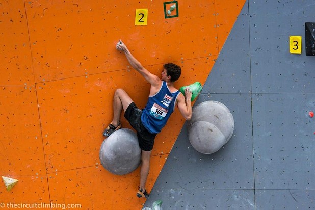 Hamish Potokar on his way to 2nd Place  © The Circuit Climbing