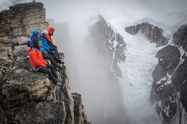 Leo and team on the summit of the Mirror Wall  © Berghaus/Matt Pycroft/Coldhouse Collective