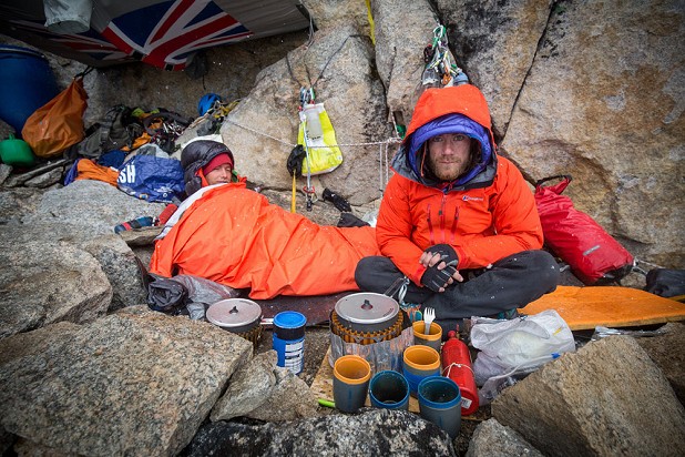 Leo Houlding and Joe Mohle having breakfast ahead of a big day  © Berghaus/Matt Pycroft/Coldhouse Collective