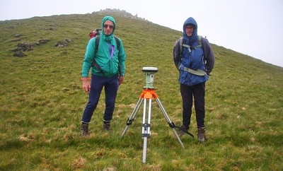 Graham and John beside the Leica GS15 at the bwlch of Moelwyn Mawr North Ridge Top  © G&J Surveys