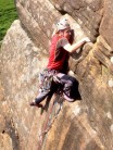 Anxiety on the crux of Tower Face Direct
