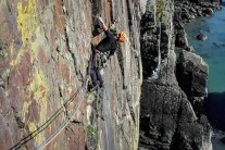 Routename "True Moments/Freebird" @Gogarth South Stack  Great traverse
Climber Ronny de Weerd