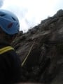 Declan Murray leading Prelude-Nightmare with his daughter Alannah Ní Cheallaigh Mhuirí belaying