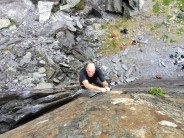 A Picture of Peter Brindle climbing Sterling Silver in Bus Stop Quarry