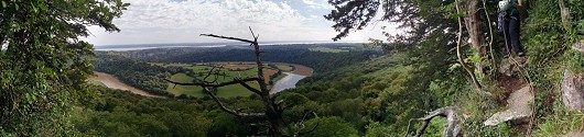Panoramic view from the top of Papillon (Wynd Cliff), across the Severn to Wintour's Leap and the Severn Bridges  © Luke90