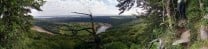 Panoramic view from the top of Papillon (Wynd Cliff), across the Severn to Wintour's Leap and the Severn Bridges