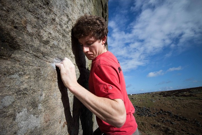 Nathan Lee on the offending crimp of West Side Story  © Rob Greenwood - UKC