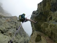 Omar abseiling off Aiguille du Charlanon
photo by Ed