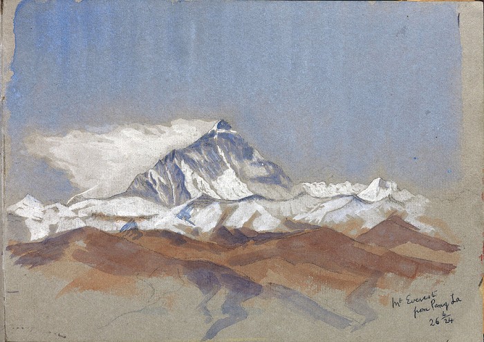 Norton's watercolour sketch of Everest, as seen from Pang La  © Vertebrate Publishing