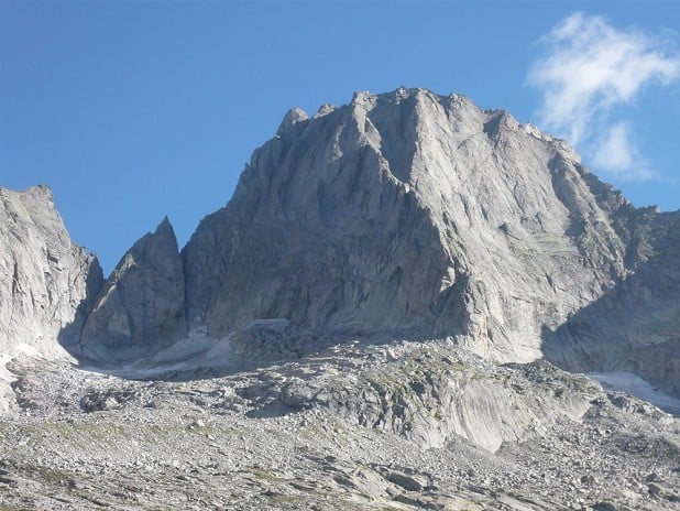 South face of Piz Badile from the Gianetti Refuge  © Peter Metcalfe