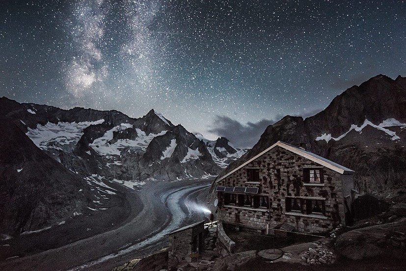 Oberaletsch Hut under the Milky way, Switzerland  © Ben Tibbetts