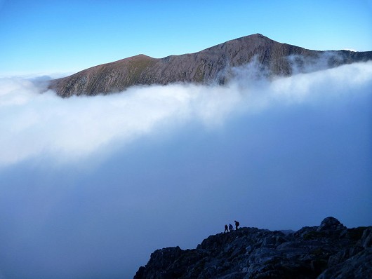 Emerging from the mist on Tower Ridge  © AlH