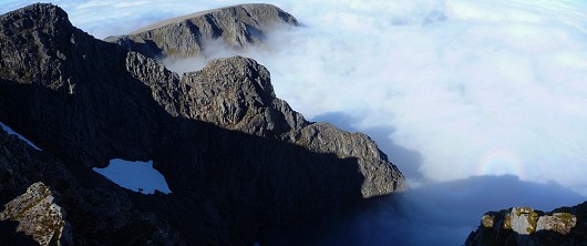 Tower Ridge emerging from the cloud sea and a brocken spectre  © AlH