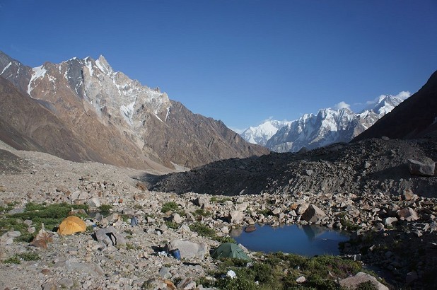 View South towards the Batura Wall from base camp  © Lee Harrison