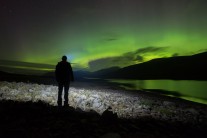 Aurora Borealis reflecting in Loch Glasgarnoch