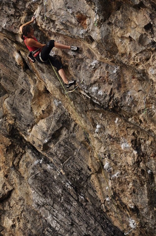 Wendy Coles ticking her first 8b - Eurofighter  © UKC News