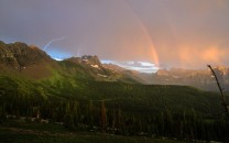 Lightning, Rainbows, Sunset, Mountains