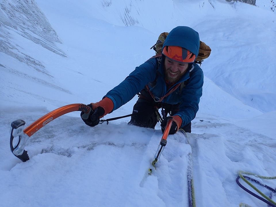 Max following on the lower serac pitches  © James Monypenny