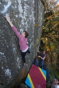Penny Orr trying hard to fight off 'The Invasion of the Cider Press Women'  © Rob Greenwood - UKClimbing