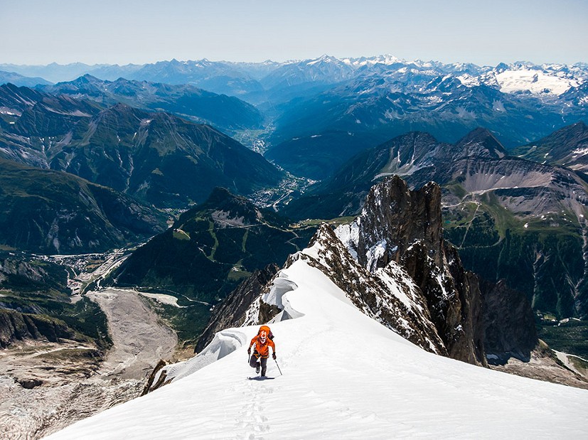Ally Swinton on the Peuterey Blanche of the Peuterey Integrale, Mont Blanc, Italy  © Ben Tibbetts