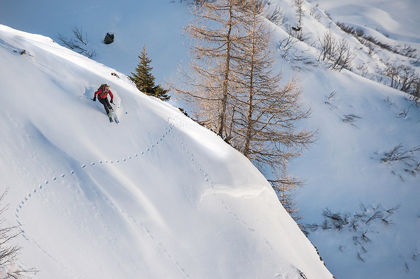 Liz Smart ski touring at the Dent d'Emaney, Marécottes, Switzerland  © Ben Tibbetts