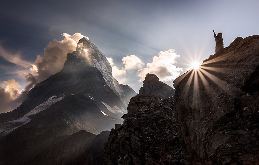 Hornli Ridge of Matterhorn at sundown, Switzerland  © Ben Tibbetts