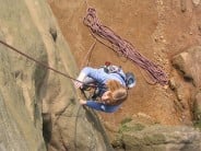 Caroline climbing Lichen Slab (VDiff)