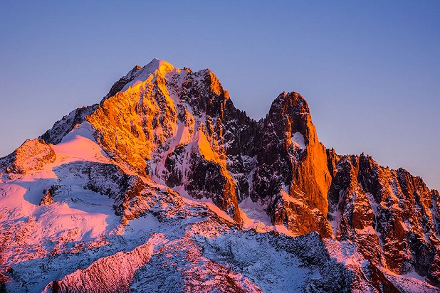 Aiguille Verte and Drus at sunset from the Aiguilles Rouges, Chamonix  © Ben Tibbetts