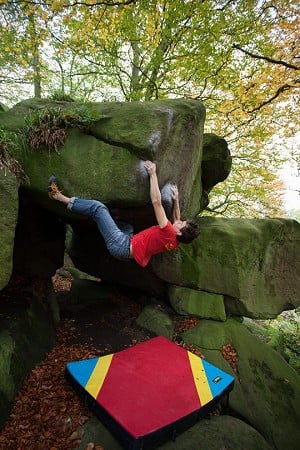 The author on Domes (7a), Rowtor Rocks  © Duncan Campbell