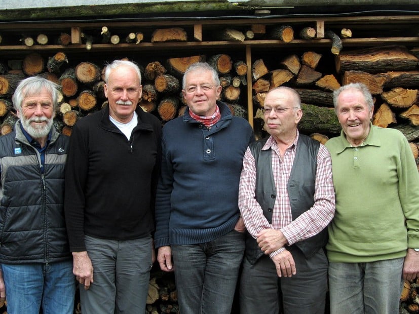 The five surviving members of German team today - Hupfauer, Strobel, Votteler, Rosenzopf, Schnaidt. Credit: Peter Gillman  © Peter Gillman