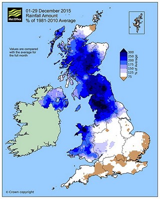 December's record-breaking rainfall   © Met Office