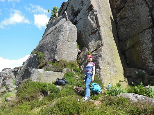 Clare after she had said she wouldn't be able to climb  green gut and pedastal crack!  © Wilks38