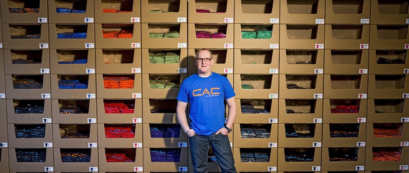 John and his t-shirt empire: the starting point of a CAC t-shirt's global journey  © Chris Prescott