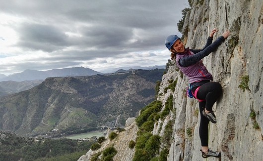 Katie climbing 'Yo y mi Resaca', Escalera Arabe, El Chorro, Spain  © Dan Hale