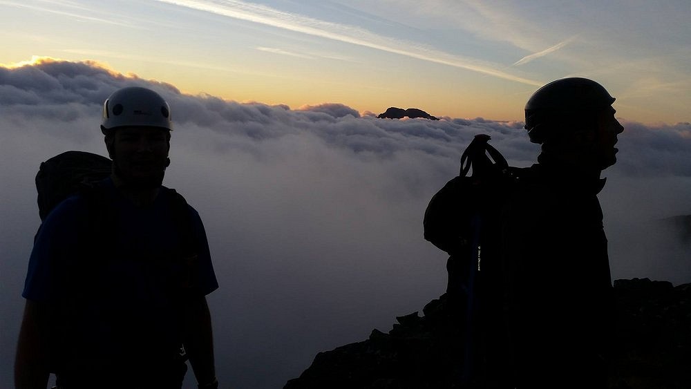 Robert and Fraser in a cloud inversion on Skye  © Alan McIntosh