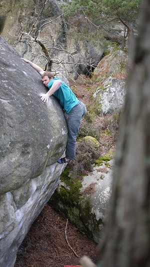 Ned Feehally climbing in Fontainebleau  © Martin Smith