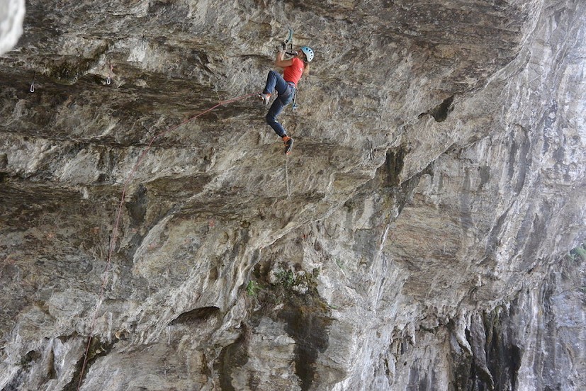 Marianne van der Steen climbing in Iseo, Italy  © Marianne van der Steen