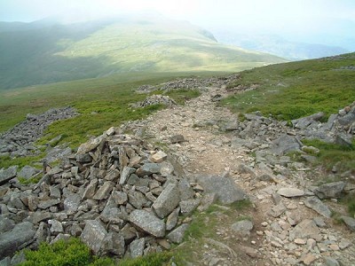 Cairns on the Ty Nant path, Cadair Idris  © Natural Resources Wales