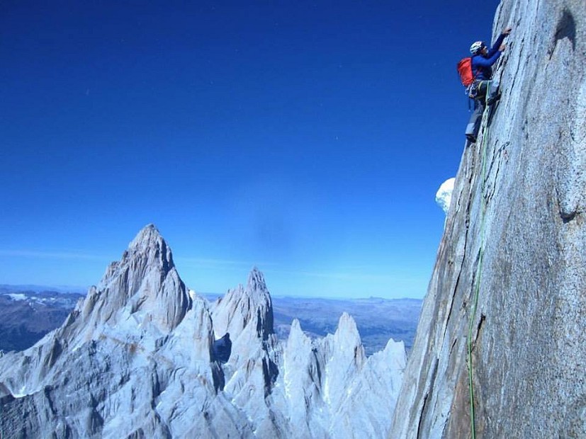 Alex Honnold leading the North Face of Cerro Torre  © Colin Haley